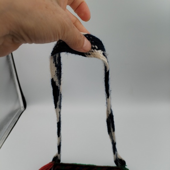 Vtg Tribal Carpet Rug Crossbody Bag Handmade Purse Tassels Hippy Ethnic Andean - Picture 7 of 12